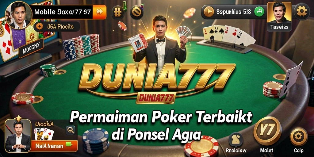 Tampilan gameplay seru dalam permainan Poker DUNIA777.