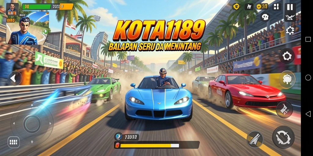 Gameplay seru KOTA189 di lintasan balap.