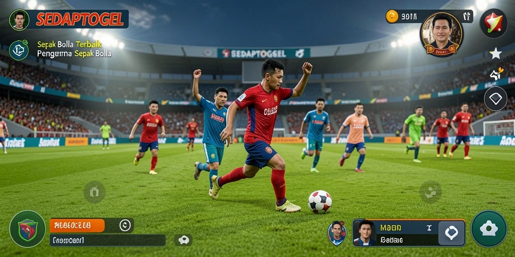 Gameplay SEDAPTOGEL menampilkan aksi sepak bola yang mendebarkan.
